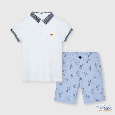 Conj. bermuda estampada polo